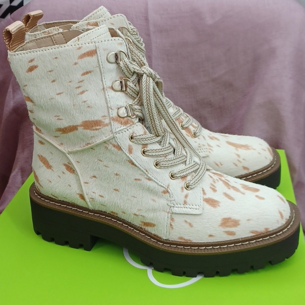 Sam Edelman Lue Cow Hair Combat Boots NIB